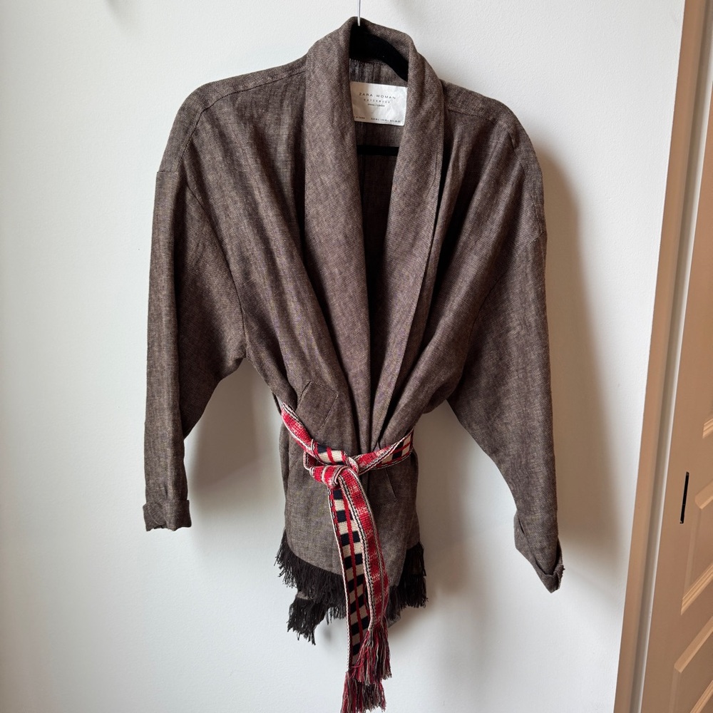Zara Brown and Jacket with Shawl Collar